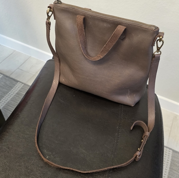 Madewell Handbags - Madewell The Zip Top Leather Crossbody Bag in Brown